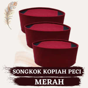 SONGKOK MERAH Kopiah Merah Tinggi 6 cm 7 cm 8 cm 9 cm 10 cm Songkok Betawi Peci Betawi Kopeah Merah Kopyah Merah Peci Merah SONGKOK PREMIUM