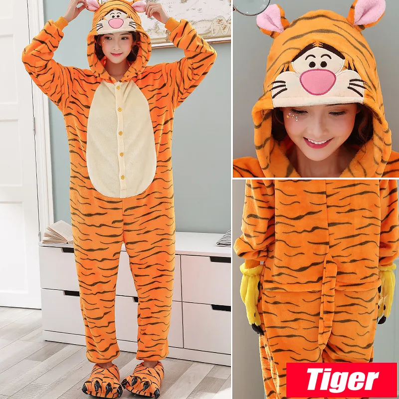 Adult Stitch Kigurumi Jumpsuit Animal Tiger Pikachu Elves Cosplay Pajama  Women Men Onesie Pyjama Sleepwear Cartoon Hooded Homewear Carnival Party