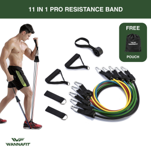 11 IN 1 PRO RESISTANCE BAND SET FITNESS GYM STRETCHING PILATES YOGA