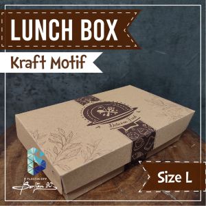 (ISI 50 PCS) Paper Lunch Box Kekinian Ukuran S M L Kraft Motif– Kotak Makanan Ringan Jualan Box Set Kraft Laminasi Kemasan Bok Kertas Murah Terlaris