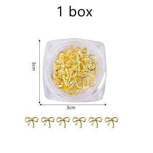 30Pcs/Box Mini Gold Silver Bowknot Nail Charm Cute Metal Alloy Bow Nail Art Decoration Sweet Elegant DIY Press On Nail Design Supply