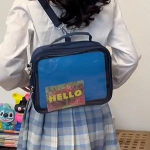 Multi-Purpose Ita Backpacks Crossbody Purse Clear Pin Display Bag Shoulder Purse for Girls Teens