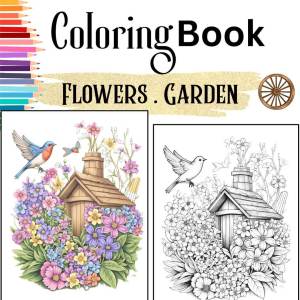 GARDEN & FLOWER A5-size Coloring Book Beautiful Flowers Floral Nature Scenery Buku Mewarna Dewasa
