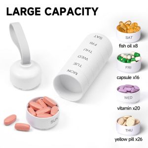 JING ABS Weekly Pill Organizer Day Labels Stackable Stackable Pill Case Portable Carry Loop  Storage Container Travel Use