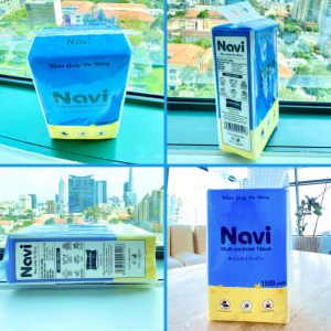 Combo 3 Gói Khăn Giấy Rút Treo Tường Cao Cấp NAVI Xanh Dương 1500 Tờ/3 Lớp Siêu Mềm Mịn & Dai