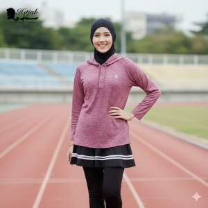 Hitjab - Baju Olahraga Wanita Muslimah Tangan Panjang Kancing Jumbo Gym Fitness Pound Fit Yoga Maraton Padel 0062