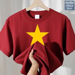 Áo thun cờ đỏ sao vàng Việt Nam nữ SUNTEE STFV202 vải cotton 250GSM cao cấp thoáng mát