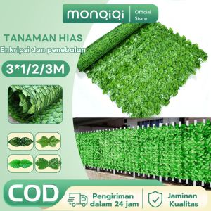 Rumput Dinding Sintetis Dekorasi Dinding Daun Rambat Pagar 1 Meter x 3 Meter Premium DAUN RAMBAT DINDING Daun Semangka Artificial Rumput Palsu Gulungan Daun Rambat Hias Dekorasi Dinding Pagar Rumah