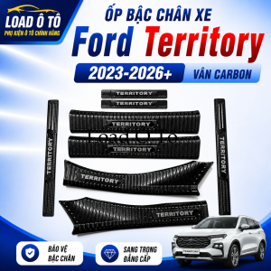 Ốp Bậc Cửa Nẹp Bước Chân Carbon Xe Ford Territory 2026-2022 Mẫu Vân Carbon Trong Ngoài Cao Cấp Sẵn Keo Dán 3M
