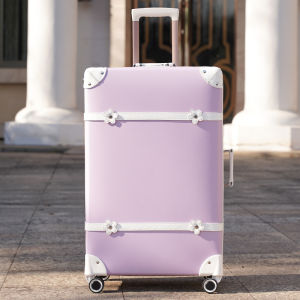 Urecity Handmade Retro Luggage PU Leather Stylish Luggage Bag For Travel Vintage Suitcase For Women With 14Inches Handbag