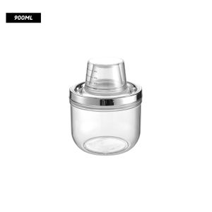 LOCAUPIN Airtight Food Container with Measuring Cup Transparent Cans Kitchen Storage Canister Dispenser Jar for Grains