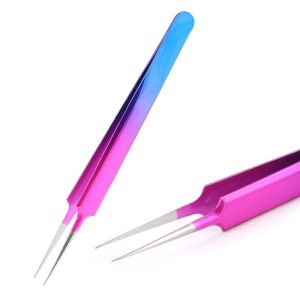 PINSET EYELASH EXTENSION BULUMATA PRESISI TINGGI BAHAN STAINLESS STEEL WARNA ROSE PINK DAN RAINBOW COLOURFUL