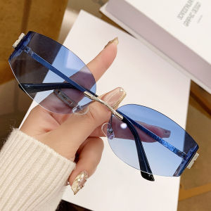 JN IMPRESSION Small Frame Oval Sunglasses European and American 2025 New Sweet and Cool Hot Girl Frameless Trimmed Sunglasses Personality Sunglasses
