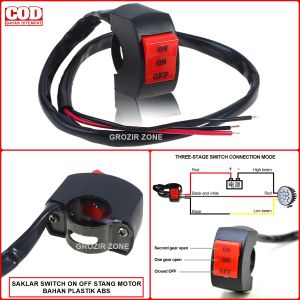 Saklar Stang Motor Switch ON ON OFF Lampu Tembak Motor 3 Kabel 2 Mode Setang Bahan Plastik ABS GZ