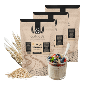 [1.5kg] Combo 3 Yến mạch tươi cán mỏng (cán dẹt) GUfoods - Giàu chất xơ & protein thực vật Tốt cho sức khoẻ Healthy Lành mạnh Tập gym Eat clean
