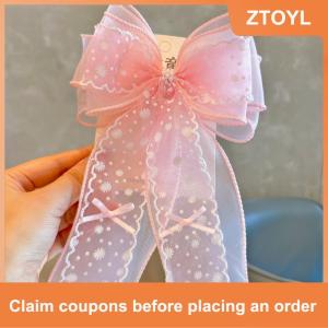 【ZTOYL】 Daisy Mesh Lace Bow Hairpin For Girls Childrens Hairgrip Clip Barrette Headwear Hair Accessories