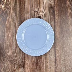 จานเซรามิค ชามเซรามิค ผิวลายหยัก สีฟ้า มีให้เลือก 8 แบบ  จาน 8/10.1/7.8/6.8x10/ นิ้ว  ชาม 6.8/6.9/8.3 นิ้ว