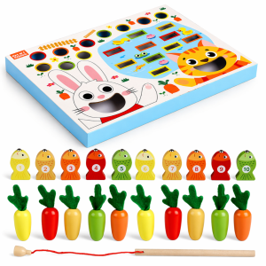 [KODOMO] Montessori Magnetic Fishing Game Wooden Board | Kids Educational Toy | Preschool Learning Matching Game