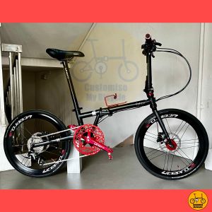 ♠️ Fnhon Gust 22” • 𝗠𝗥𝗧/𝗕𝘂𝘀-𝗙𝗿𝗶𝗲𝗻𝗱𝗹𝘆 Shimano 10s 𝟭𝟰 𝗙𝗿𝗲𝗲𝗯𝗶𝗲𝘀 Tiagra • Folding Foldie Bike • 20” inches 451 • Matte Black • Rear Derailleur Shifter Litepro Spiderweb 53t Chainring Hito Java Oyama • Customise My Bicycle •