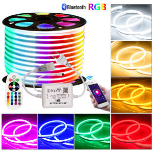 AceDeal [Support Lalamove Bulk Orders] LED Strip Light Smart Neon Change Color Sync Music Bluetooth RGB LED Neon Light SMD2835 120Leds/M IP67 Waterproof Indoor Outdoor Neon Sign Flexible Ribbon Rope