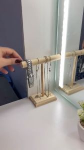 Solid Wood Jewelry Stand T-Bar Bracelet Necklace Organizer Hair Band Holder Team Kahoy