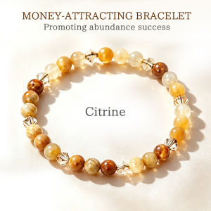 Natural Citrine Stone Beaded Bracelet Handcrafted Bohemian Yellow Crystal Jewelry for Attracting Wealth Abundance Success and Positive Energy Perfect Gift for Men and Women