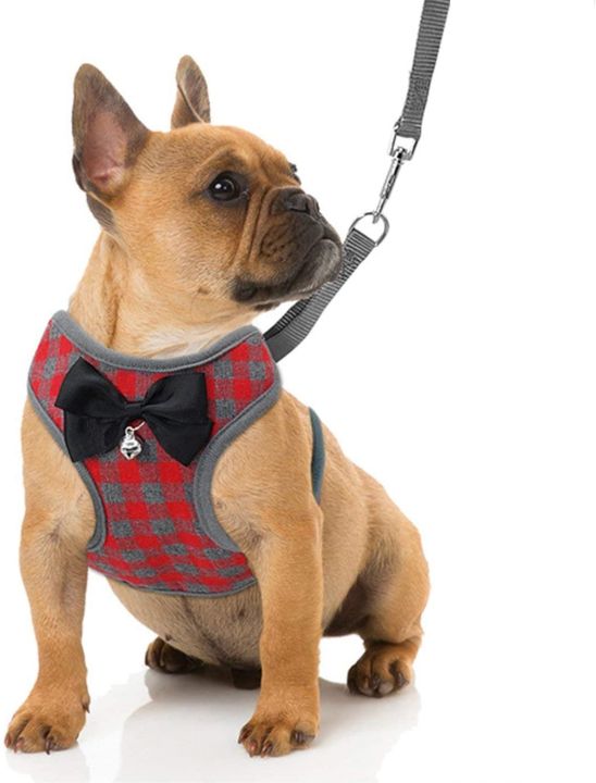 Adjustable Breathable Dog Leash And Vest Collar Harness With Bow Tie (SMALL)