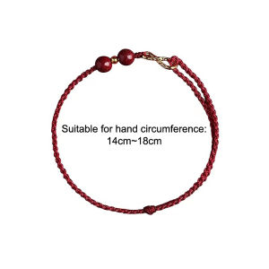 Hmeme กำไลนำโชคแฟชั่นแบบเรียบง่ายสำหรับผู้หญิงผู้ชายสร้อยข้อมือลูกปัดสัญลักษณ์อินฟินิตี้ทำด้วยมือกำไลคู่ซินนาบาร์สร้อยข้อมือลูกปัดของขวัญ