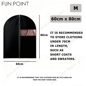 FUN POINT Clothes dust cover Household coat non-woven suit cover Storage clothes dust cover Hanging pocket