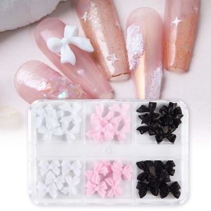 YOCKY Nail Art Supplies Bow Nail Decorations Manicure Ornaments Resin Nail Charms Bear Nail Rhinestones Japanese Korean Style White Pink Black Flower Nail Accessories Manicurist