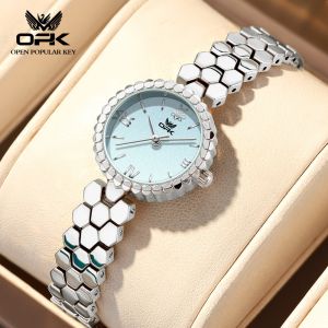 Đồng hồ OPK cho không thấm nước cho nữ chính hãng nguyên bản phong cách Hàn Quốc thời trang thép không gỉ thanh lịch dây đeo thạch anh với hộp quà tặng