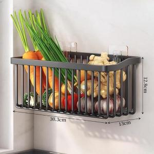 Kitchen Organizer Rack Wall Mounted Multifunction Storage Holder Fruit Basket Hanging Vegetable Shelf Racks