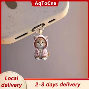 [COD] AqToCna Ship within 24 hours Cute 2D Cat Phone Anti Dust Cap Charge Port Plug For IPhone Type C Dust Protection Stopper Accessorie