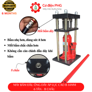 Máy bấm ống dây thủy lực ORING 6 TẤN 8 CHẤU model VE-002 bấm đầu ống áp lực cao cho ống 8-14mm