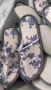 Printed Thick Slippers For Hotels Guesthouses Home Use Travel Linen Breathable Daily Necessities