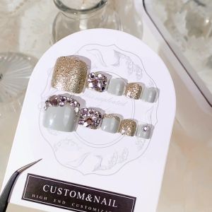 Ready Stock 24pcs Fake Nail Sparkling Artificial Nail for Women and Girl Party Activity With Glue DIY