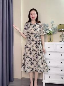 Dazzlin ชุดเดรสไฮโซสไตล์ตะวันตกสำหรับฤดูร้อน 2024 ใหม่ฤดูร้อนแฟชั่นแขนสั้นชีฟอง A ชุดเดรสคำ