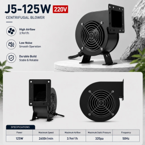 330W Small Centrifugal Fan 220V Multi-Wing Heat Insulation Industrial Exhaust Heat Resistant Draft Fan Blower Mounted 430Pa Air Model Dedicated Hair Dryer Small-Scale Industrial Centrifugal Fan