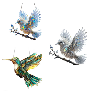 Double Sided Bluebird Sun Catcher Stained Glass Lightweight Acrylic Window Hanging Suncatchers For Living Rooms