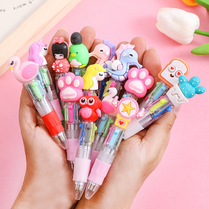 ปากกาลูกลื่น ด้ามสั้น ปากกาจิ๋ว Mini Pen 4สี หลากสี ขนาดเล็ก ลายการ์ตูนน่ารัก 0.5mm เครื่องเขียน คละลาย