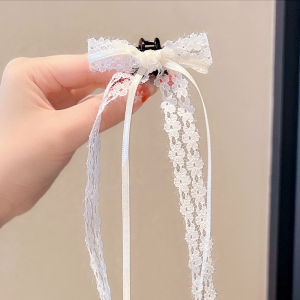 🔥Lace Bow Hair Claw Clip Small Fresh Ribbon Bangs Clip Sweet Double Ponytail Hair Accessories LovelylifeFu👍