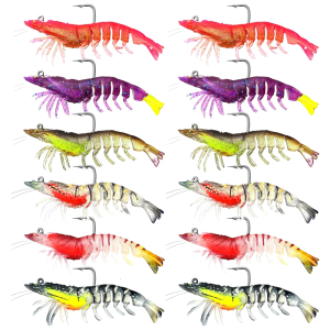 Phụ kiện câu cá mô phỏng Tôm Mồi câu cá đồ chơi câu cá với móc mềm giàn Mồi Câu Hình tôm Silicone Mồi câu nhân tạo