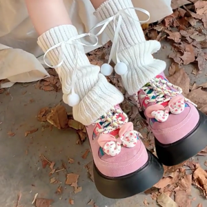 Bowknot Baby Leg Covers Autumn Winter Knitted Warmth Stacked Socks Girls Leg Warmers Pile Up Socks Foot Warming Cover