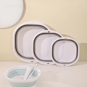 SJJL Hangable Collapsible Foot Bath Basin Space-saving Lightweight Laundry Washbasin Portable Small Plastic Wash Tub for Bathroom Kitchen Camping Travel