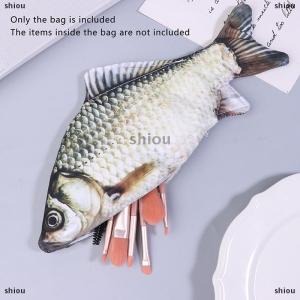 [COD] shiou Cá Chép Cá chép bút Túi thực tế hình dạng cá Make-up Pouch bút chì bút Trường hợp với dây kéo trở lại trường học bút chì Túi bút chì túi