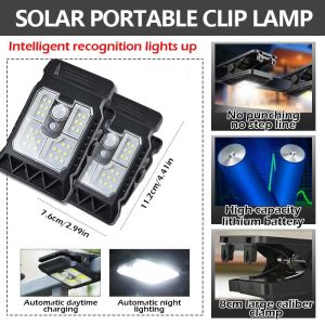 Lampu Solar Clip Light Outdoor Waterproof Motion Sensor Klip Lampu Suria Wall Lamp Wireless Solar Street Lampu 太阳能感应灯