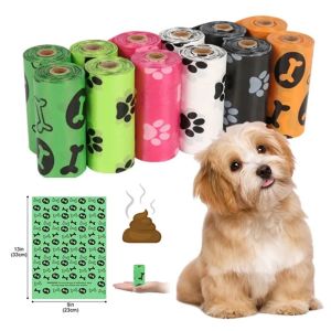 BQGRBT 15ชิ้น/ม้วน ถุงเซ่อสุนัขย่อยสลายได้ ใช้แล้วทิ้ง เล็กๆน้อยๆ ถุงขยะสำหรับแมวสัตว์เลี้ยง ถุงเก็บอุจจาระ ใส่อุจจาระสัตว์เลี้ยง ถุงขยะสัตว์เลี้ยง บ้านในบ้าน