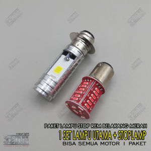 lampu led h6/lampu led delan 2sisi 1 paket lampu stop rem belakang kedip running