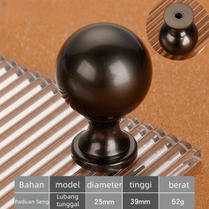 Tarikan Emas bulat Silver Handle Laci Sonora Knob Black Round Pull