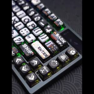 Translucent Keycaps Unique Artistic ASA Profile Morse Cipher Theme Black And Blue Color Combination PBT Material